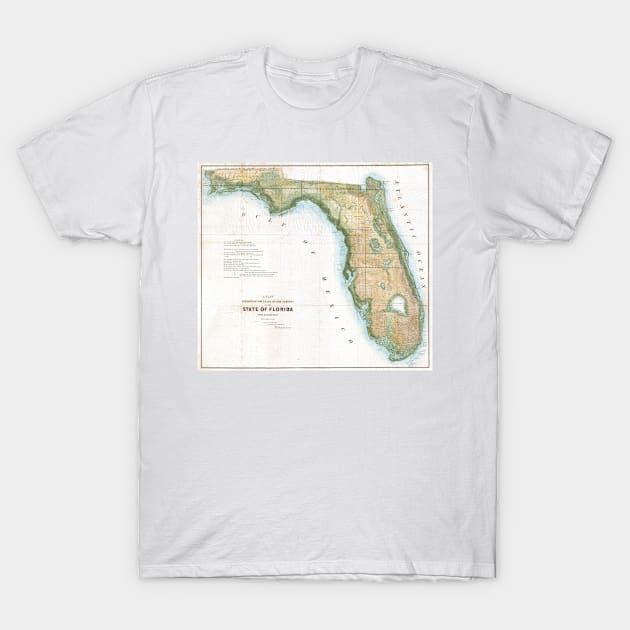 Vintage Map of Florida (1853) T-Shirt by Bravuramedia